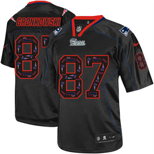 Men's Elite Rob Gronkowski Nike Jersey New Lights Out Black - #87 NFL New England Patriots